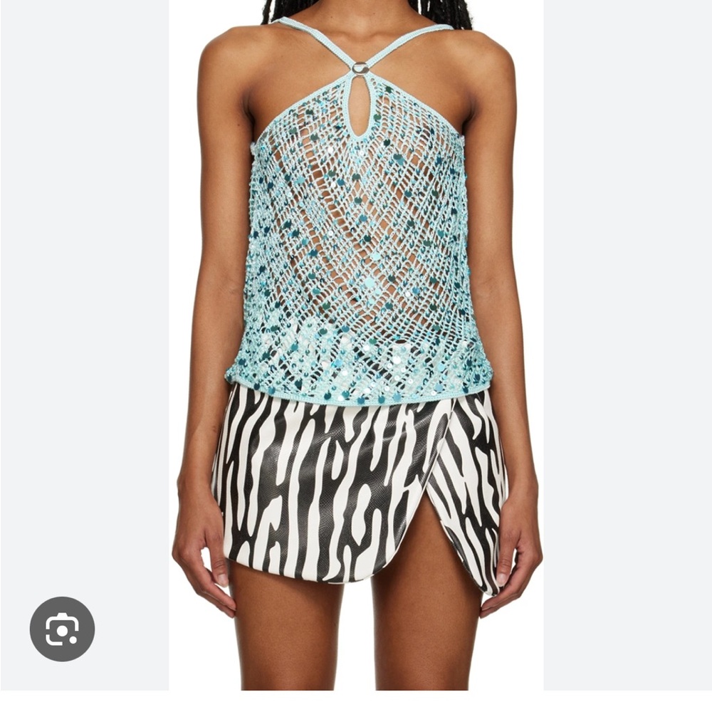 Coperni Green Mesh Sequin Blouse